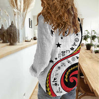 Papua New Guinea 50th Independence Anniversary Women Casual Shirt Special Style White Version - Polynesian Pride
