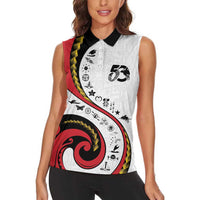 Papua New Guinea 50th Independence Anniversary Women Sleeveless Polo Shirt Special Style White Version - Polynesian Pride