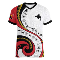 Papua New Guinea Independence Women V-Neck T-Shirt Special Style White Version LT05 Female White - Polynesian Pride