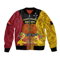 Personalized Papua New Guinea Independence Day Bomber Jacket Bird Of Paradise With Polynesian Pattern LT05 Unisex Yellow - Polynesian Pride