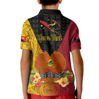 Personalized Papua New Guinea Independence Day Kid Polo Shirt Bird Of Paradise With Polynesian Pattern LT05 - Polynesian Pride