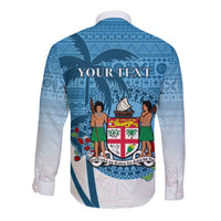 Personalized Fiji Long Sleeve Button Shirt Coat Of Arms Tagimoucia With Fijian Tapa Pattern LT05 - Polynesian Pride