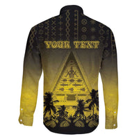 Personalised Palau Independence Day Family Matching Long Sleeve Bodycon Dress and Hawaiian Shirt Palauan Tattoo Pattern LT05 - Polynesian Pride