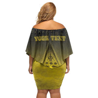 Personalised Palau Independence Day Family Matching Off Shoulder Short Dress and Hawaiian Shirt Palauan Tattoo Pattern - Polynesian Pride