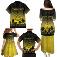 Personalised Palau Independence Day Family Matching Puletasi and Hawaiian Shirt Palauan Tattoo Pattern - Polynesian Pride