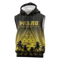 Personalised Palau Independence Day Sleeveless Hoodie Palauan Tattoo Pattern - Polynesian Pride