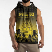 Personalised Palau Independence Day Sleeveless Hoodie Palauan Tattoo Pattern - Polynesian Pride