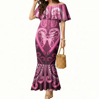 Aotearoa Breast Cancer Mermaid Dress Maori Tribal Pattern