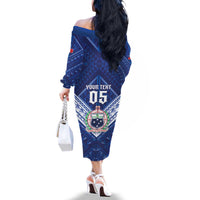 Toa Samoa Rugby Custom Family Matching Off The Shoulder Long Sleeve Dress and Hawaiian Shirt Samoan Pride With Tribal Pattern - Polynesian Pride