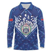 Toa Samoa Rugby Custom Long Sleeve Polo Shirt Samoan Pride With Tribal Pattern - Polynesian Pride