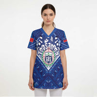 Toa Samoa Rugby Custom Scrub Top Samoan Pride With Tribal Pattern - Polynesian Pride