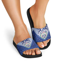 Toa Samoa Rugby Slide Sandals Samoan Pride With Tribal Pattern - Polynesian Pride