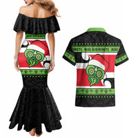 New Zealand Funny Christmas Couples Matching Mermaid Dress and Hawaiian Shirt Maori Tiki LT05 - Polynesian Pride