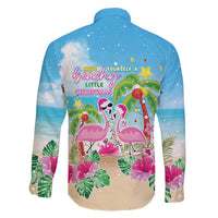 Hawaii Christmas Family Matching Long Sleeve Bodycon Dress and Hawaiian Shirt Deck The Palms Holiday Flamingos LT05 - Polynesian Pride