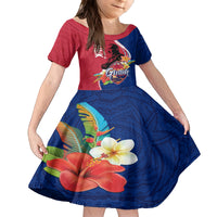 Guam Martin Luther King Jr Day Family Matching Off Shoulder Short Dress and Hawaiian Shirt LT05 Daughter's Dress Red - Polynesian Pride