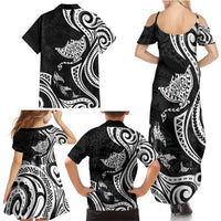 Hawaii Manta Ray Family Matching Summer Maxi Dress and Hawaiian Shirt Polynesian Art Tattoo
