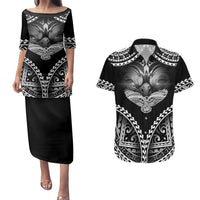 Hawaiian Hawk Couples Matching Puletasi and Hawaiian Shirt Polynesian Pattern Style