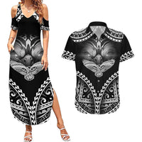 Hawaiian Hawk Couples Matching Summer Maxi Dress and Hawaiian Shirt Polynesian Pattern Style