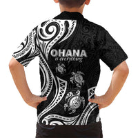 Hawaii Ohana Means Family Family Matching Short Sleeve Bodycon Dress and Hawaiian Shirt Sea Turtle Polynesian Style