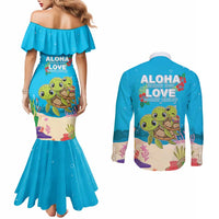 Ohana Hawaii Couples Matching Mermaid Dress and Long Sleeve Button Shirt Kawaii Family Turtle