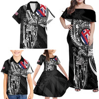 Hawaii King Flag Family Matching Off Shoulder Maxi Dress and Hawaiian Shirt Hawaiian Maile Lei LT05 - Polynesian Pride