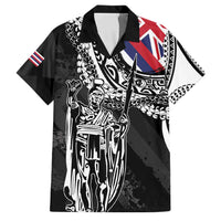 Hawaii King Flag Family Matching Off Shoulder Short Dress and Hawaiian Shirt Hawaiian Maile Lei LT05 Dad's Shirt - Short Sleeve Black - Polynesian Pride
