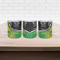 Custom New Zealand Cook Islands Ceramic Mug Maori Tiki With Circle Stars Turtle - Polynesian Pride