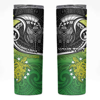 Personalised New Zealand Cook Islands Skinny Tumbler Maori Tiki With Circle Stars Turtle LT05 Multicolor - Polynesian Pride