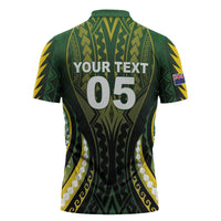 Custom Cook Islands Rugby Zipper Polo Shirt Unique Style Black Version - Polynesian Pride