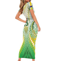 Custom Cook Islands Rugby Family Matching Short Sleeve Bodycon Dress and Hawaiian Shirt Unique Style White Version - Polynesian Pride
