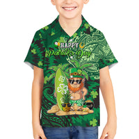 Personalised Hawaii St.Patrick Day Kid Hawaiian Shirt Surfing Leprechaun LT05 Kid Green - Polynesian Pride