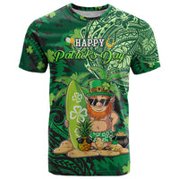Personalised Hawaii St.Patrick Day T Shirt Surfing Leprechaun LT05 Green - Polynesian Pride