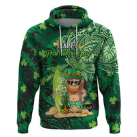 Personalised Hawaii St.Patrick Day Zip Hoodie Surfing Leprechaun LT05 Pullover Hoodie Green - Polynesian Pride