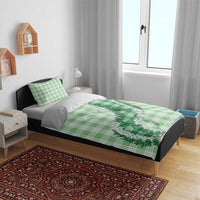 Green Hawaii Palaka Bedding Set Hawaiian Honohono Lei