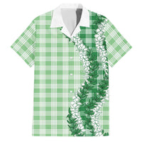 Green Hawaii Palaka Family Matching Puletasi and Hawaiian Shirt Hawaiian Honohono Lei LT05 Dad's Shirt - Short Sleeve Green - Polynesian Pride