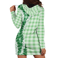 Green Hawaii Palaka Hoodie Dress Hawaiian Honohono Lei