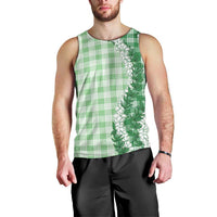 Green Hawaii Palaka Men Tank Top Hawaiian Honohono Lei