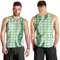 Green Hawaii Palaka Men Tank Top Hawaiian Honohono Lei