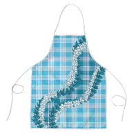 Blue Hawaii Palaka Apron Hawaiian Honohono Lei