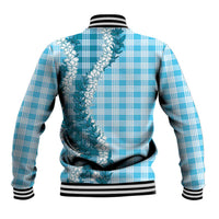 Blue Hawaii Palaka Baseball Jacket Hawaiian Honohono Lei