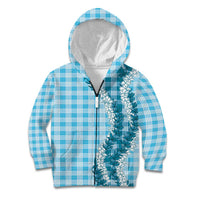 Blue Hawaii Palaka Kid Hoodie Hawaiian Honohono Lei