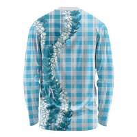 Blue Hawaii Palaka Long Sleeve Shirt Hawaiian Honohono Lei