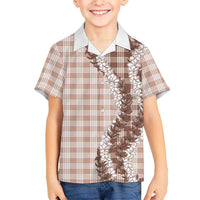 Hawaii Palaka Honohono Lei – Family Matching Off-Shoulder Dress & Hawaiian Shirt – Beige LT05 Son's Shirt Beige - Polynesian Pride