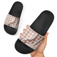 Beige Hawaii Palaka Slide Sandals Hawaiian Honohono Lei