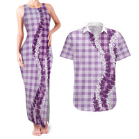 Violet Hawaii Palaka Couples Matching Tank Maxi Dress and Hawaiian Shirt Hawaiian Honohono Lei LT05 Violet - Polynesian Pride