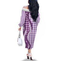 Violet Hawaii Palaka Family Matching Off The Shoulder Long Sleeve Dress and Hawaiian Shirt Hawaiian Honohono Lei LT05 - Polynesian Pride