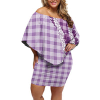 Violet Hawaii Palaka Family Matching Off Shoulder Short Dress and Hawaiian Shirt Hawaiian Honohono Lei LT05 Mom's Dress Violet - Polynesian Pride