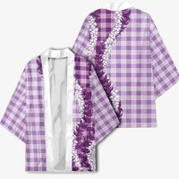 Violet Hawaii Palaka Kimono Hawaiian Honohono Lei