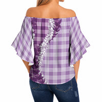 Violet Hawaii Palaka Off Shoulder Wrap Waist Top Hawaiian Honohono Lei LT05 - Polynesian Pride