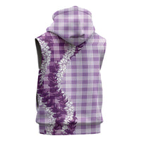 Violet Hawaii Palaka Sleeveless Hoodie Hawaiian Honohono Lei